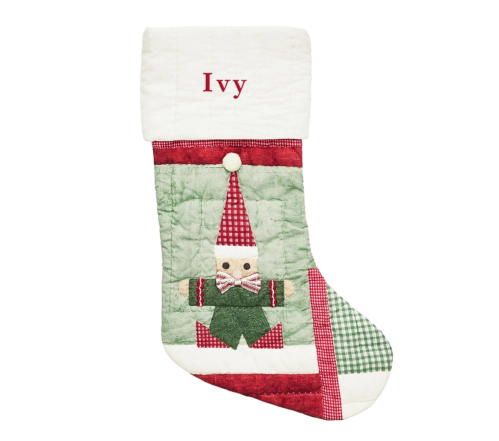 Elf Heirloom Quilted Christmas Stocking