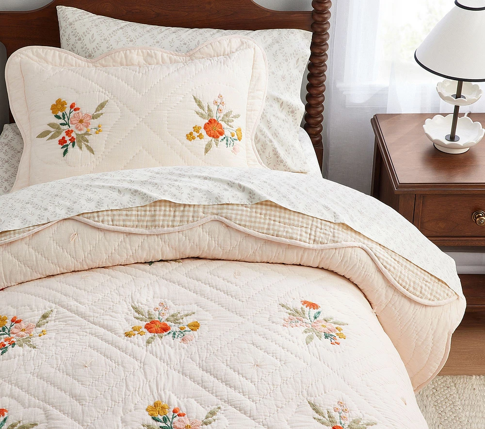 Chris Loves Julia Reversible Floral Embroidered Quilt & Shams