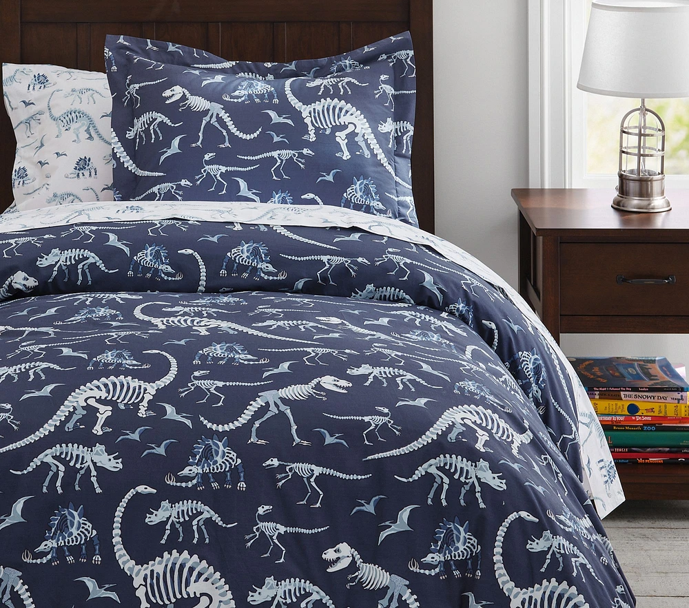 Dinosaur Bones Glow-in-the-Dark Duvet Cover & Shams