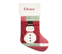 Snowman Heirloom Quilted Christmas Stocking