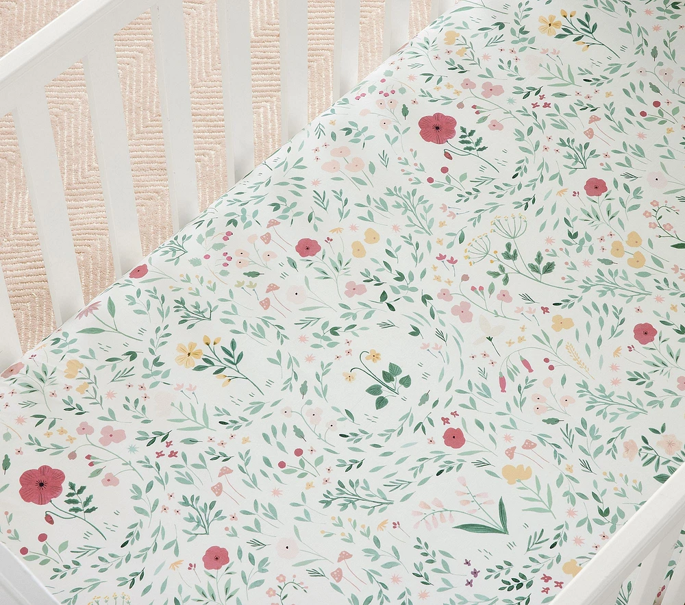 Chris Loves Julia Prairie Floral Organic Crib Fitted Sheet