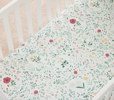 Chris Loves Julia Prairie Floral Organic Crib Fitted Sheet