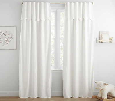 Evelyn Linen Scallop Valance Blackout Curtain Panel, Set of 2