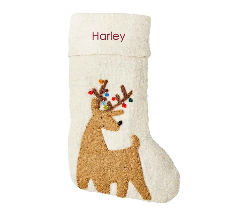 west elm x pbk Modern Reindeer Felt Stocking