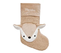 Oatmeal Sherpa Fawn Cozy Critter Christmas Stocking