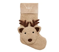 Oatmeal Sherpa Reindeer Cozy Critter Christmas Stocking