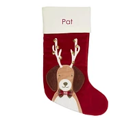 PB x pbk Dog With Antlers Classic Velvet Christmas Stocking