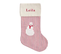 Snowman Ticking Stripe Christmas Stocking