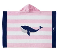 Whale Stripe Beach Hooded Towel