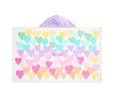 Rainbow Heart Beach Hooded Towel