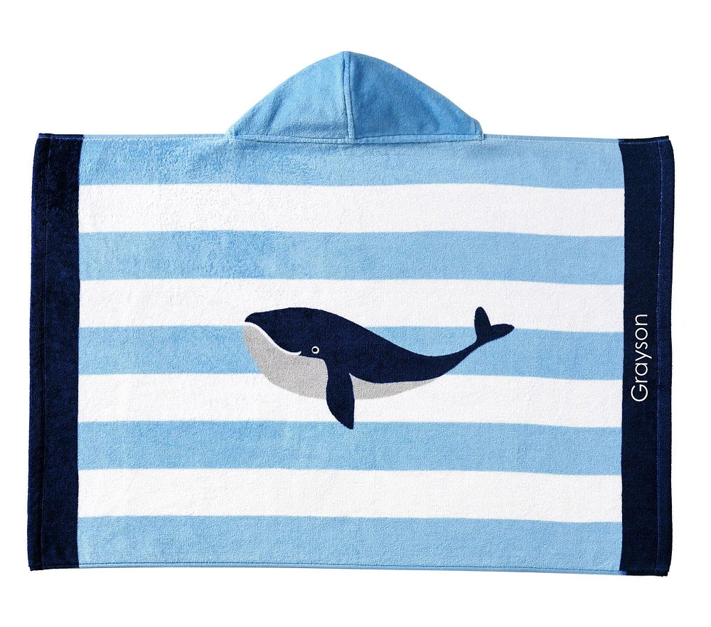 Whale Stripe Beach Hooded Towel