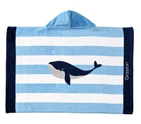 Whale Stripe Beach Hooded Towel