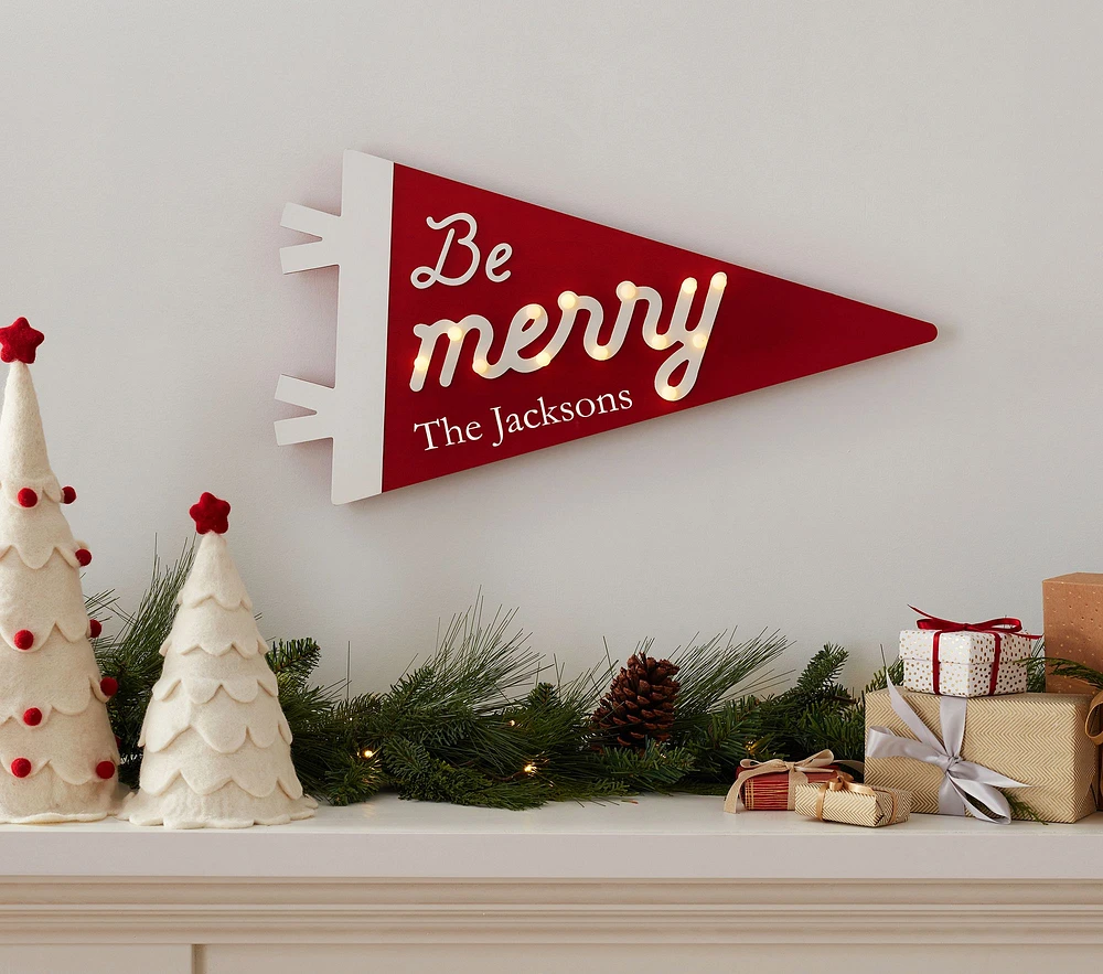 Light-Up Wooden Pennant Sign