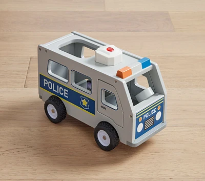 Wooden Light-Up Police Car Emergency Vehicle