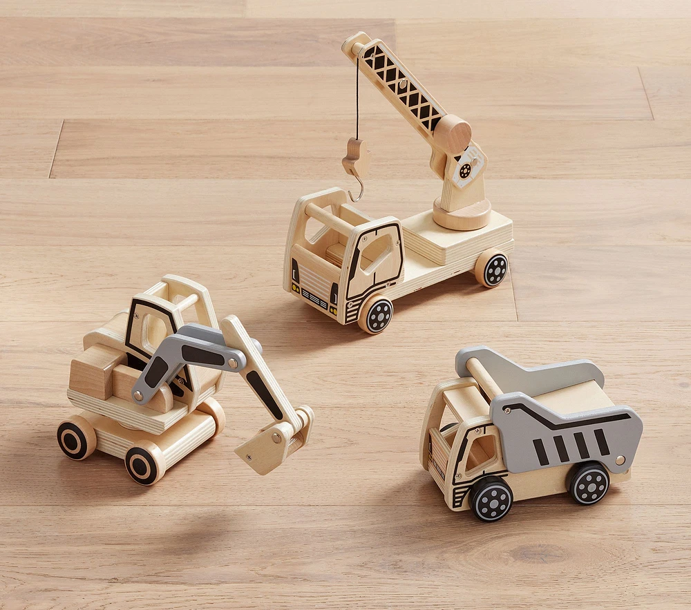 Wooden Construction Trucks, Set of 3