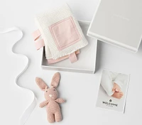 Bunny Rattle and Sensory Blanket Gift Set