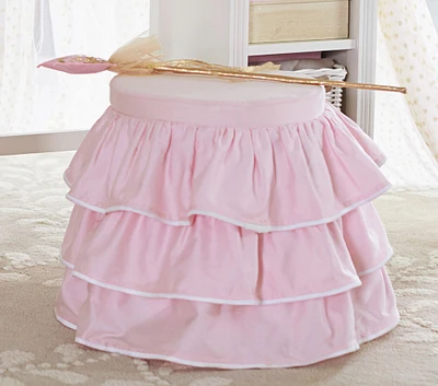 Madeline Vanity Stool, Pink Ruffle Slipcover Only