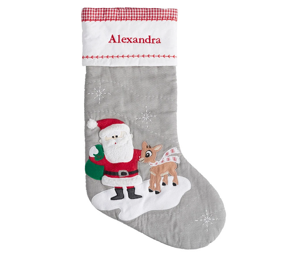 Santa With Rudolph® Quilted Stocking