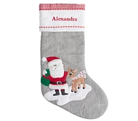 Santa With Rudolph® Quilted Stocking