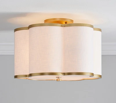 Linen Flower Scallop Flush Mount (15")