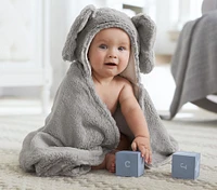 Faux Fur Elephant Baby Hooded Towel