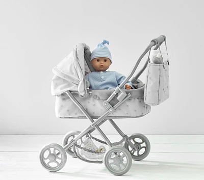 Gray Stars Mini Pram Doll Stroller