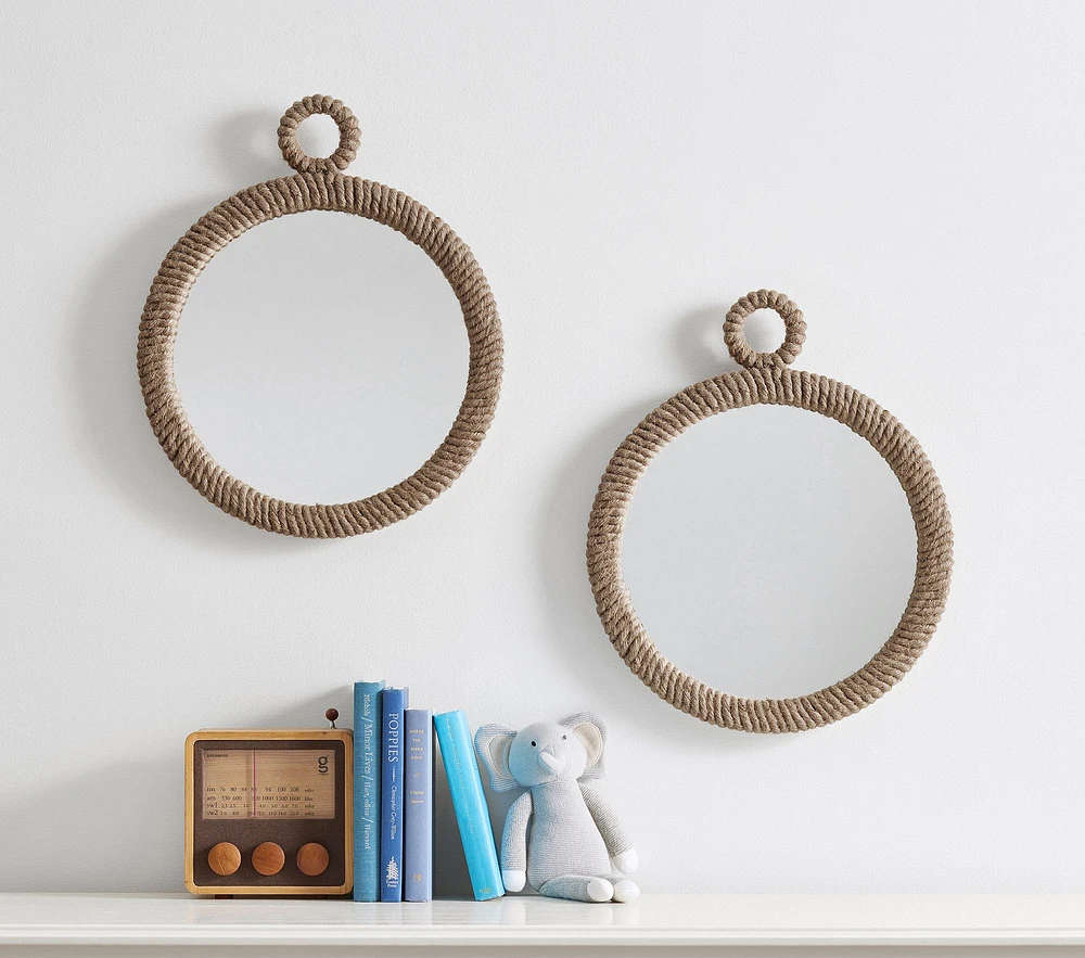 Natural Rope Small Round Mirrors, Set of 2 (20")