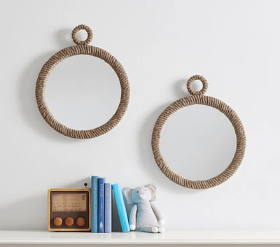 Natural Rope Small Round Mirrors, Set of 2 (20")