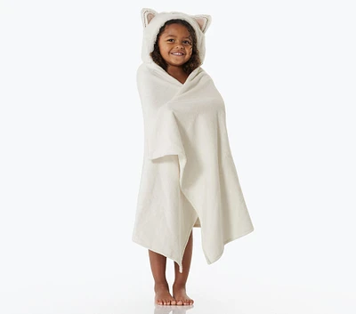 Faux-Fur Kitty Kid Hooded Towel