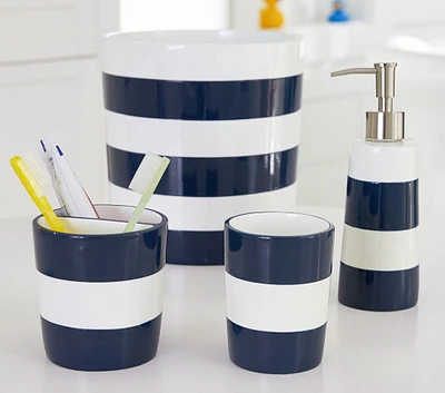 Navy Stripe Bath Accessories