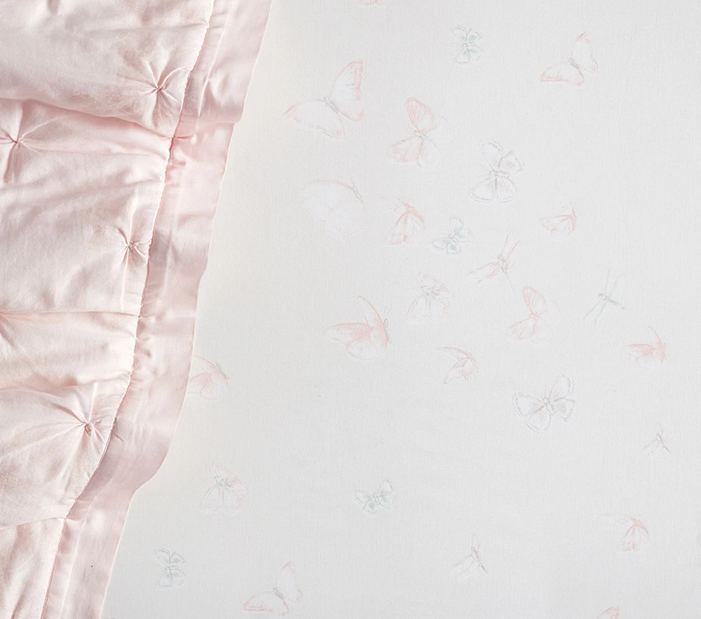 Monique Lhuillier Ethereal Butterfly Sateen Crib Fitted Sheet