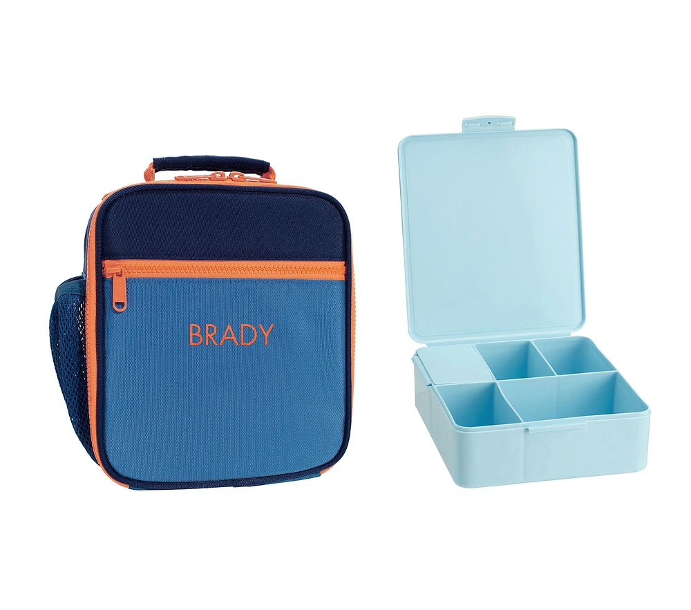 Astor Blue/Navy/Orange Lunch & Bento Bundle, Set of 2