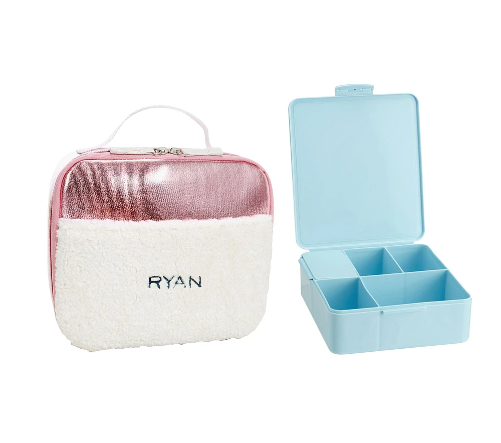 Colby Pink Metallic Sherpa Lunch & Bento Bundle, Set of 2