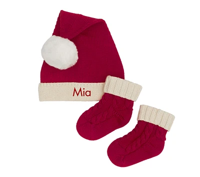 Santa Hat and Bootie Set