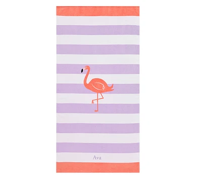 Flamingo Stripe Kid Beach Towel