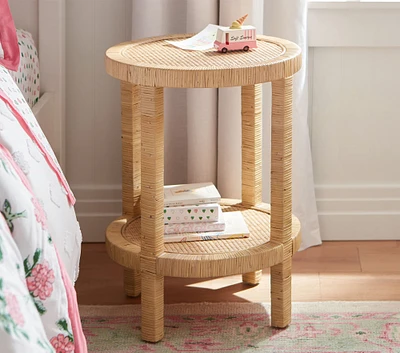 Circular Rattan Side Table (17")