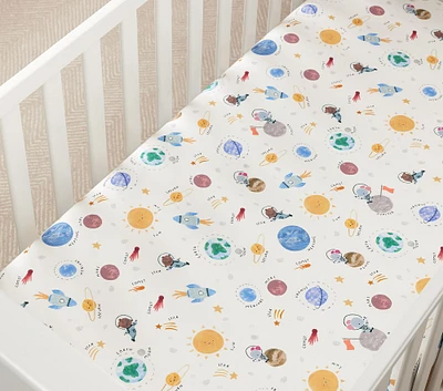 Space Organic Crib Fitted Sheet