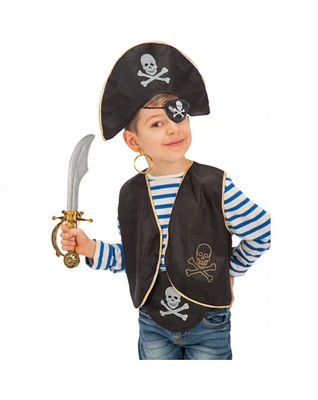 Conjunto pirata para bebé (chapéu + venda + colete com brinco de espada e cinto) - carnival toys