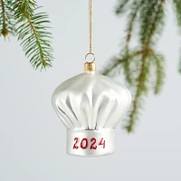 Sur La Table 2024 Chef Hat Glass Ornament, 3.2"