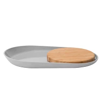 BergHOFF Bamboo Plate With Cutting Board, Gray, 13.5"