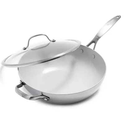 GreenPan Venice Pro Stainless Steel Ceramic Nonstick Wok with Lid