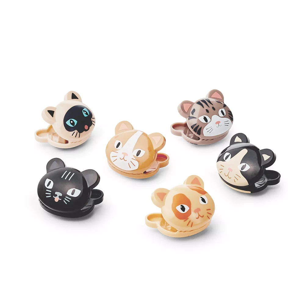 Kikkerland Cat Chip Clips, Set of 6