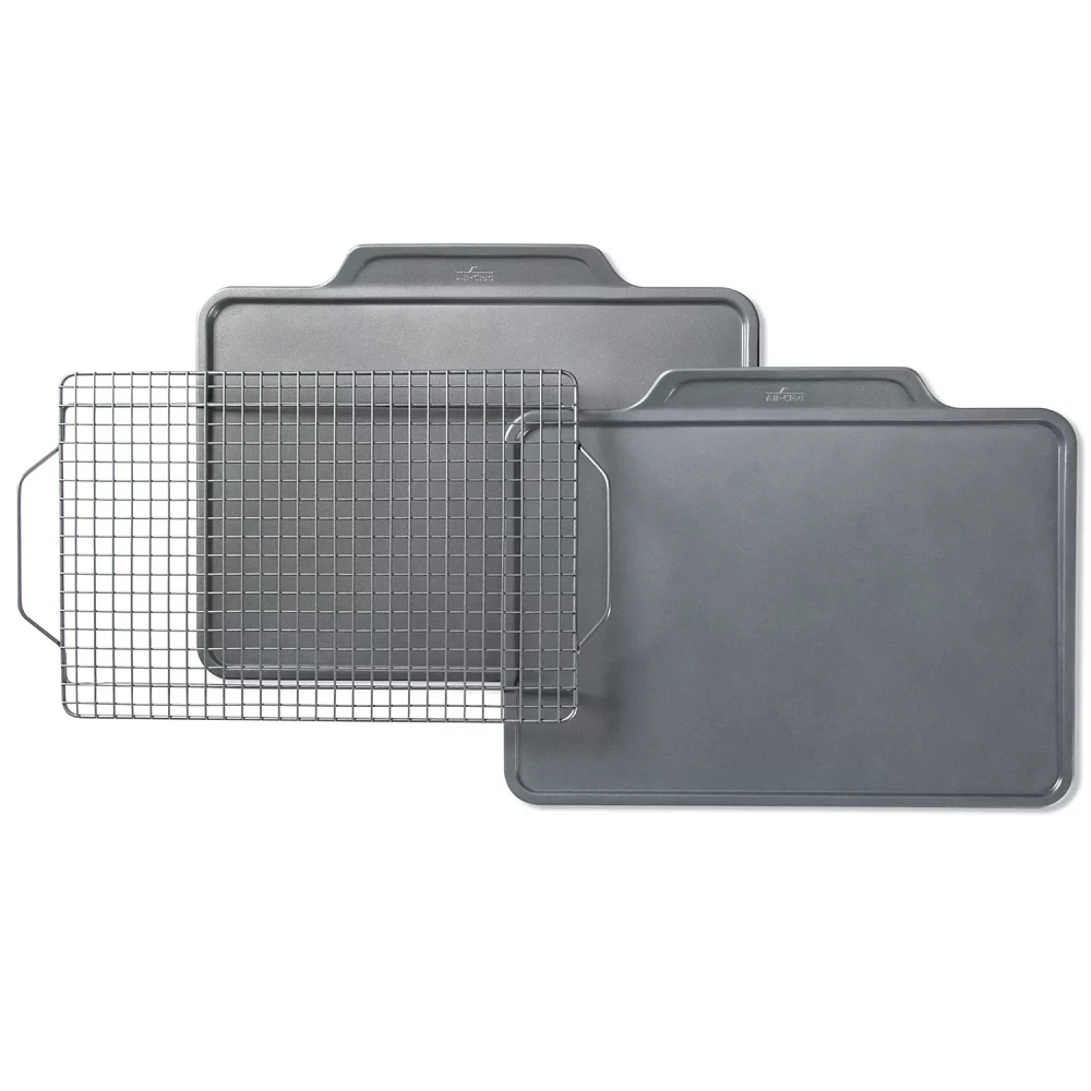 All-Clad Pro-Release Cookie Sheet Pans with Rack, Set of 3