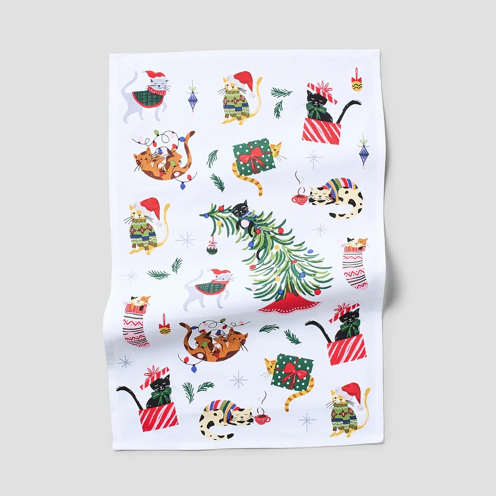 Sur La Table Christmas Cat Kitchen Towel