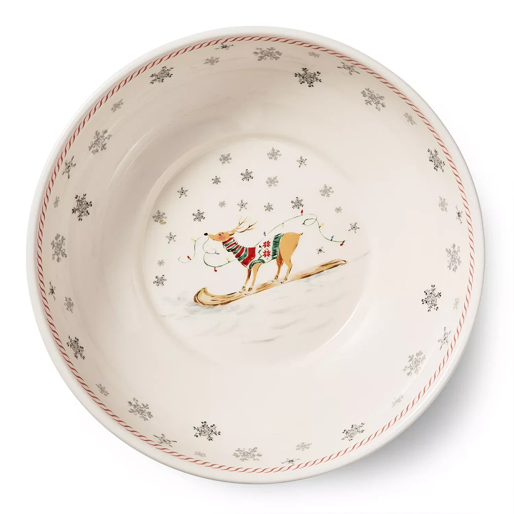 Sur La Table Snowy Village Reindeer Serve Bowl