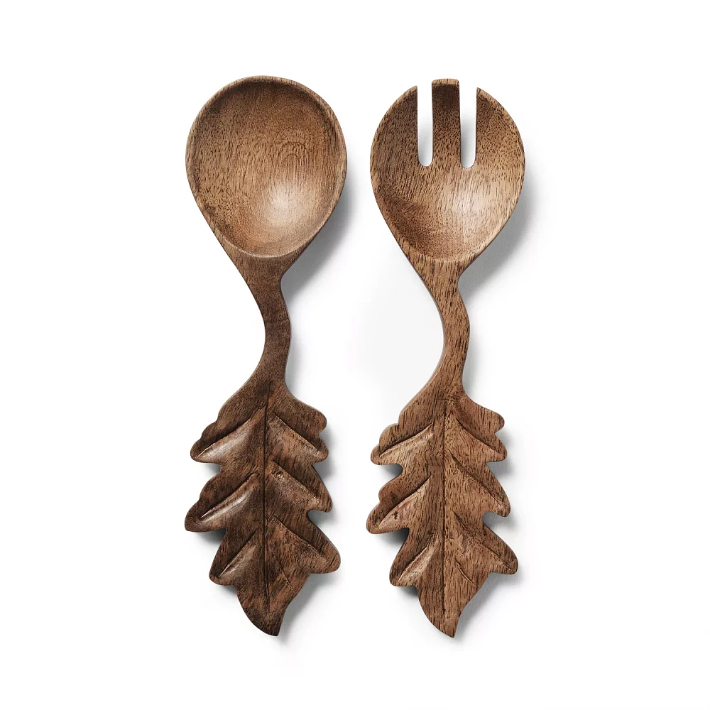 Sur La Table Wood Leaf Servers, Set of 2