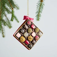 Sur La Table Chocolate Box Glass Ornament, 3.25"