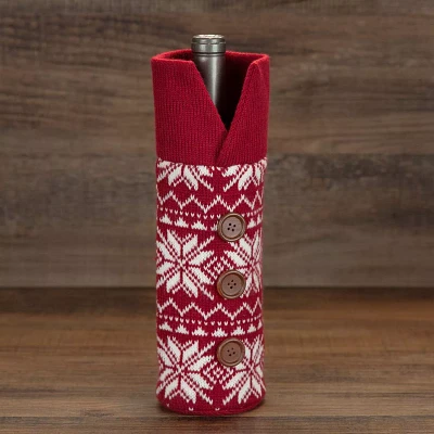 Snowflake Sweater Wine Bag