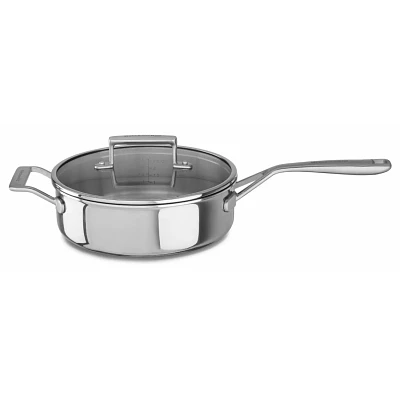 KitchenAid® Tri-Ply Stainless Steel Sauté Pan with Lid, 3.5 qt.