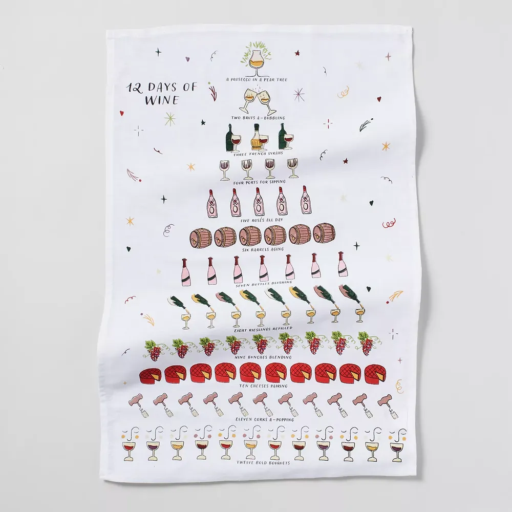 Sur La Table 12 Days of Wine Kitchen Towel